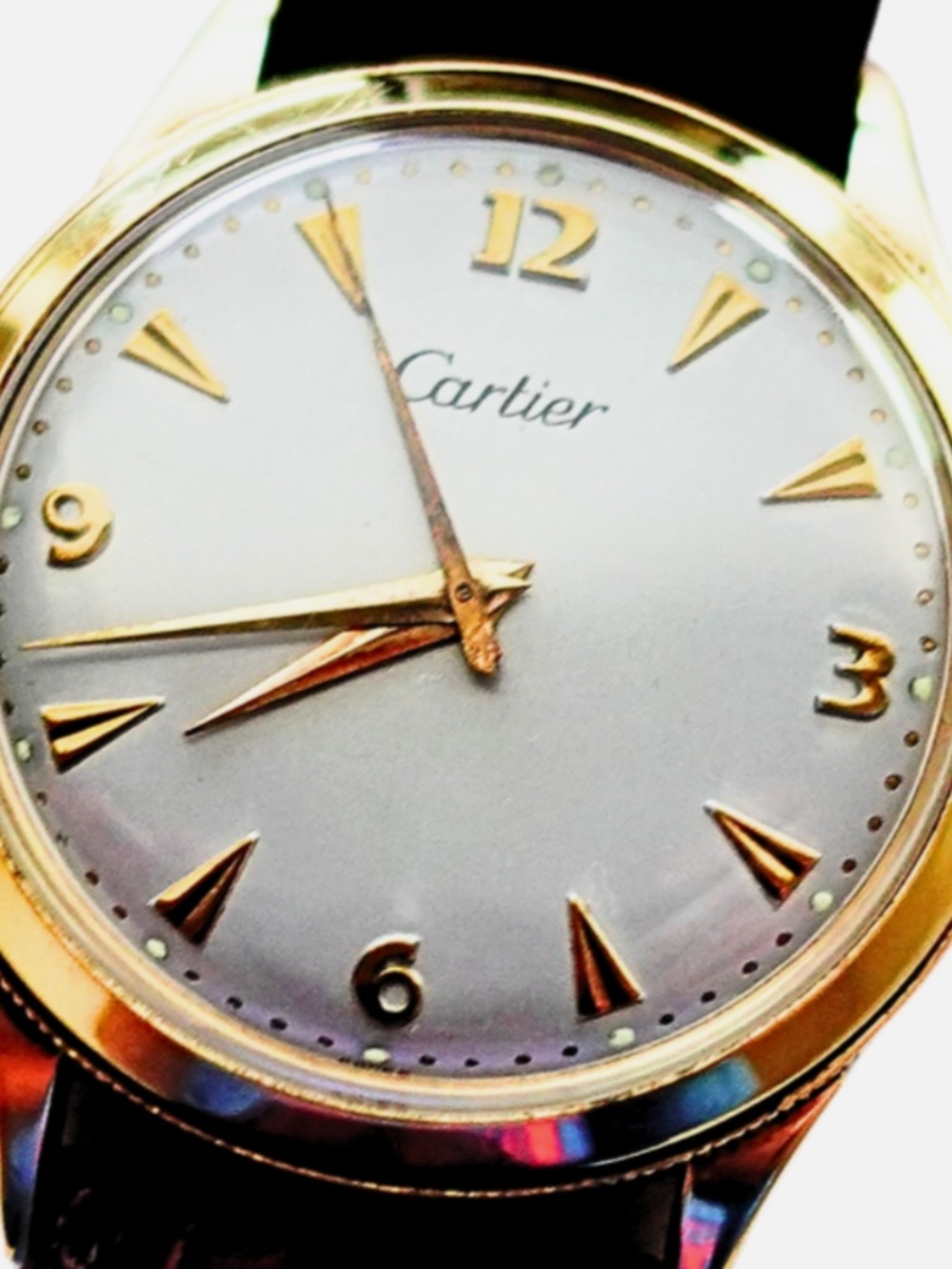 Vintage Cartier Watch Mens 1930 Solid Yellow Gold Automatic J. Schulz RARE